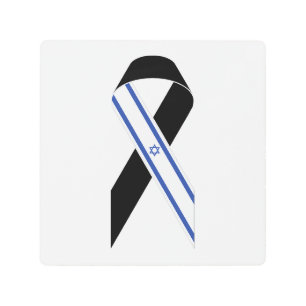 Impresión En Metal Bandera israelí de la cinta negra