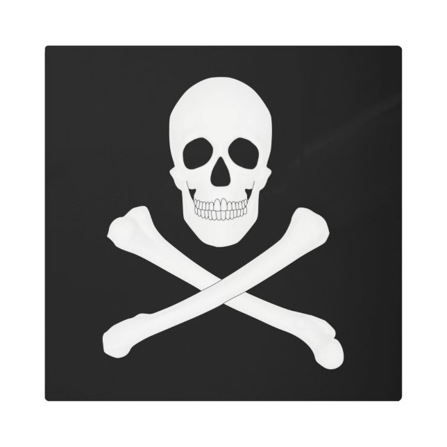 Impresión En Metal Bandera pirata (cráneo y cruz) (Jolly Roger) (Anverso)