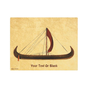 Impresión En Metal Barco de Viaje de Navegación Roja