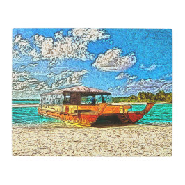 Impresión En Metal Barco Vaka en las Islas Cook