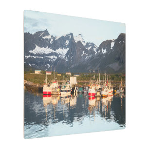 Impresión En Metal Barcos de pesca de Noruega