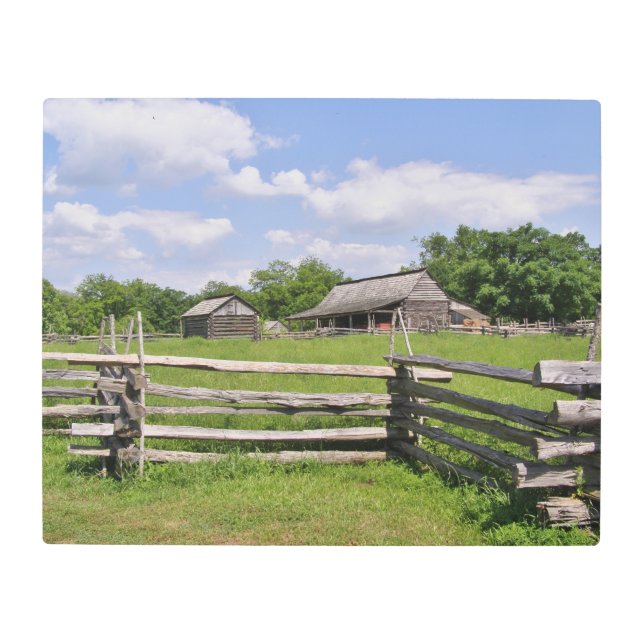 Impresión En Metal Barn y cerca ferroviarios divididos (Anverso)