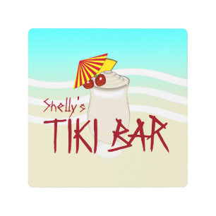 Impresión En Metal Barra Tiki de nombre de bebida congelada