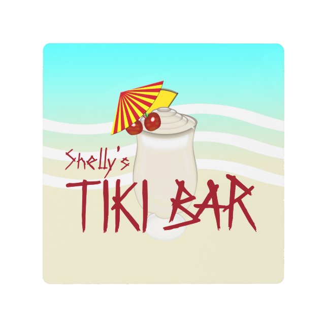 Impresión En Metal Barra Tiki de nombre de bebida congelada (Anverso)