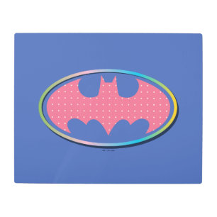Impresión En Metal Batman   Logotipo de Punto de Polka Rosa