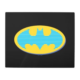Impresión En Metal Batman   Símbolo de franjas cian