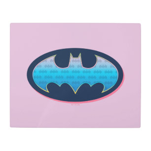 Impresión En Metal Batman   Símbolo rosa y azul