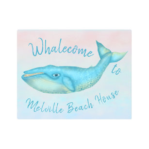 Impresión En Metal Beach House Blue Whale Nautical Ballecome   Nombre