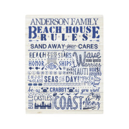 Impresión En Metal Beach House Rules Blue | Mar familiar personalizad