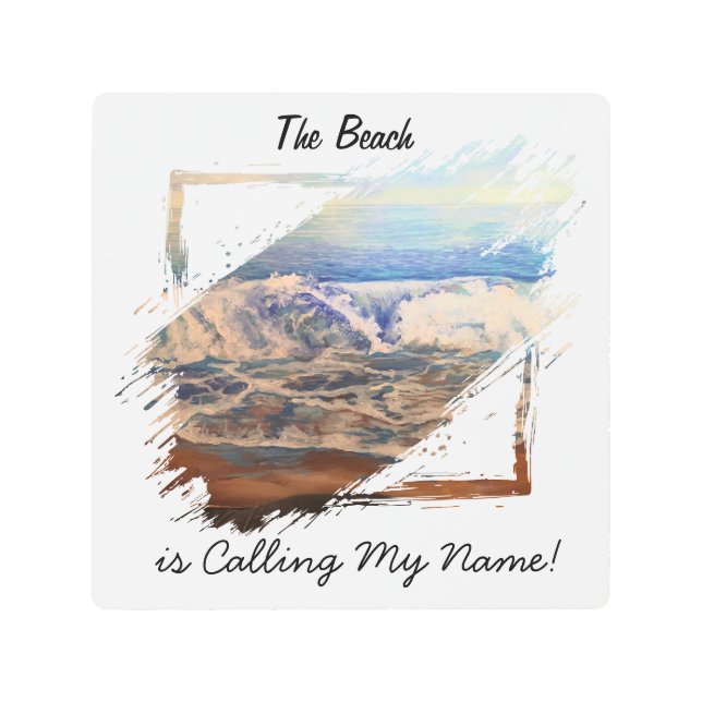 Impresión En Metal Beach Waves Blue Personalize (Anverso)