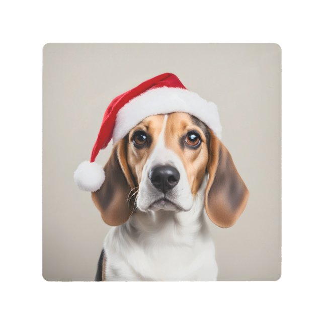 Impresión En Metal Beagle Navidades (Anverso)