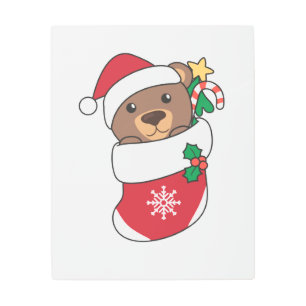 Impresión En Metal Bear Christmas Snow Winter Animals Bears