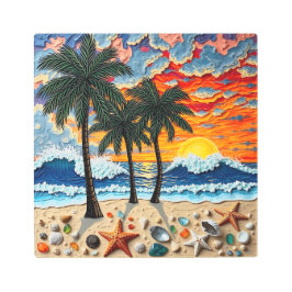 Impresión En Metal Beautiful Beach Scene with Palm Trees