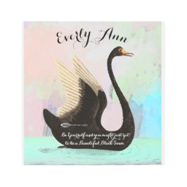 Impresión En Metal Bebé Chica Cisne Negro Con Cita