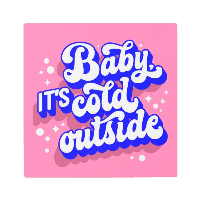 Impresión En Metal Bebé juguetón, frío fuera del diseño invernal (Anverso)