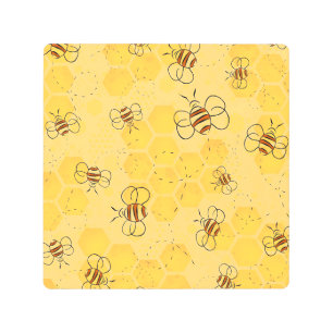 Impresión En Metal Bee Buzzing Honey Bees Cute