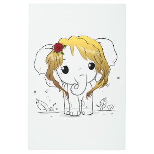 Impresión En Metal Bella elefante bebé hembra con pelo amarillo