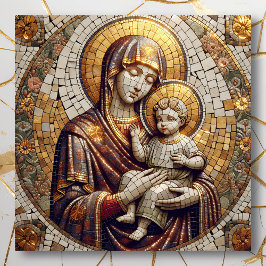 Impresión En Metal Bendita Madre María y Niño Jesús | Religoius