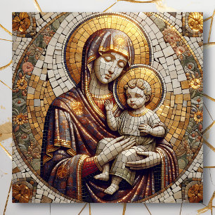 Impresión En Metal Bendita Madre María y Niño Jesús   Religoius