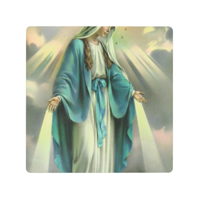 Impresión En Metal Bendita Virgen María (Anverso)