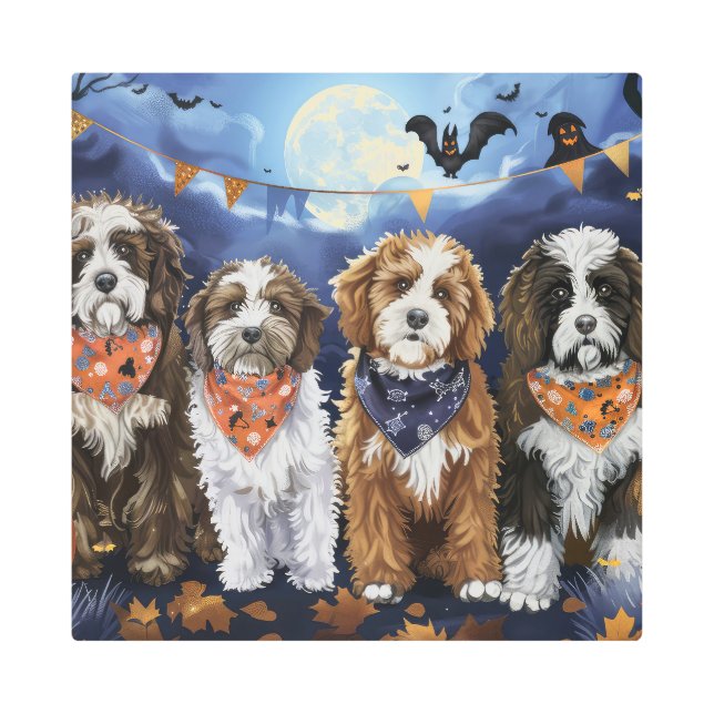 Impresión En Metal Bernedoodle Halloween Spooky (Anverso)