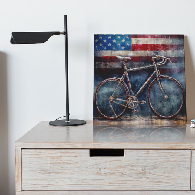 Impresión En Metal bicicleta de carreras en el fondo de la bandera de (Subido por el creador)