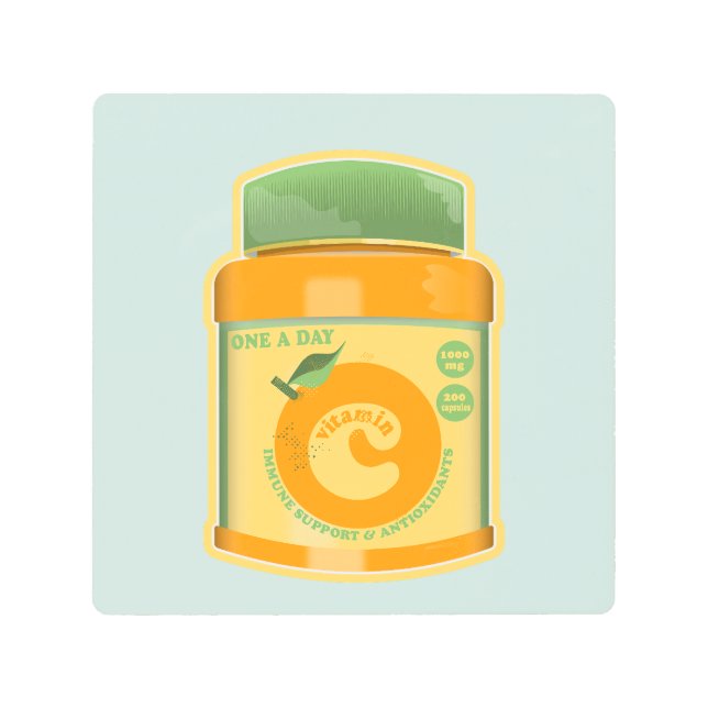 Impresión En Metal Bienestar de la vitamina C (Anverso)