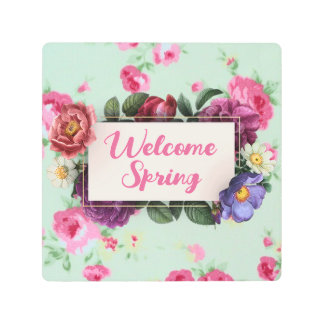 Impresión En Metal Bienvenida País Vintage Primavera