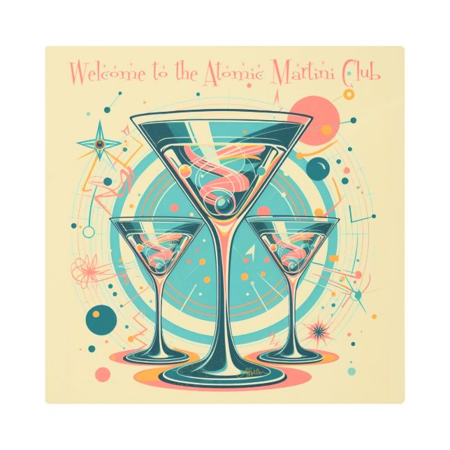 Impresión En Metal Bienvenidos A La Triple Obra Atómica Martini Club (Anverso)