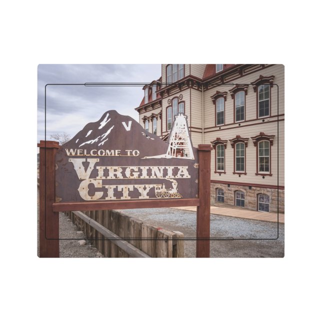 Impresión En Metal Bienvenidos al Rótulo de Virginia City (Anverso)