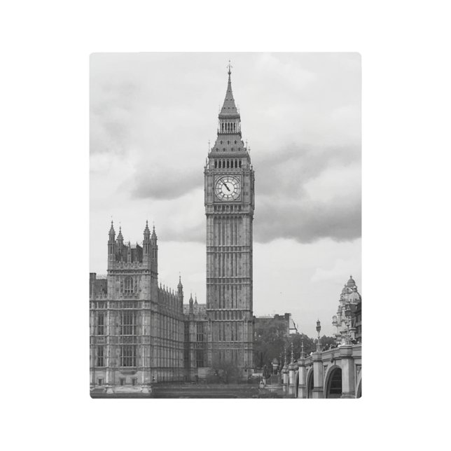 Impresión En Metal Big Ben Black & White Wall Art (Anverso)