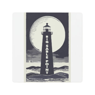 Impresión En Metal Big Sable Point Michigan Lighthouse Moon