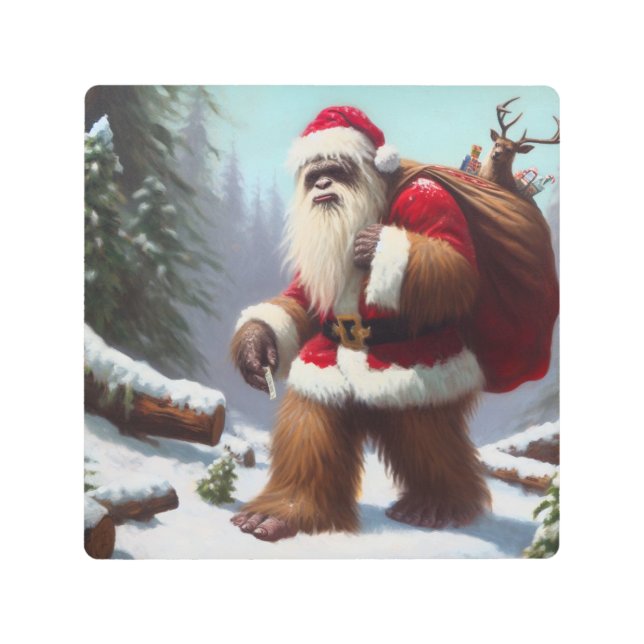 Impresión En Metal Bigfoot Santa Claus (Anverso)