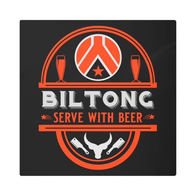Impresión En Metal Biltong Y Cerveza (Anverso)