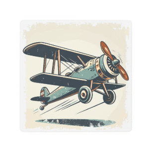 Impresión En Metal Biplano vintage