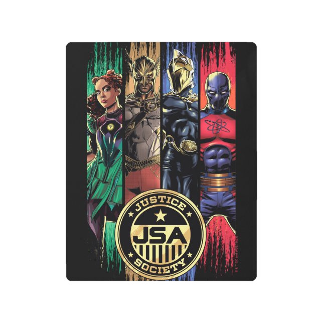 Impresión En Metal Black Adam Justice Society Heroes In Stripes (Anverso)
