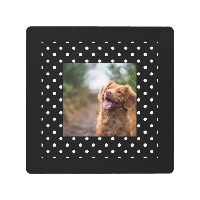 Impresión En Metal Black and white polka dot Dog pic (Anverso)