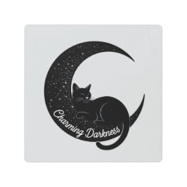 Impresión En Metal Black Cat on the Crescent Moon: Charm of Darkness 