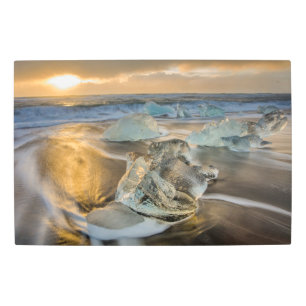 Impresión En Metal Black Sand Beach   Jokulsarlon Islandia meridional