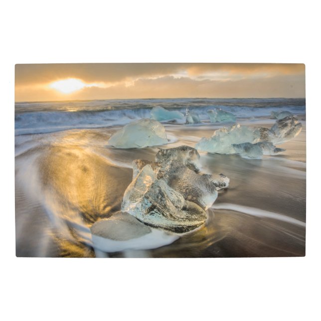 Impresión En Metal Black Sand Beach | Jokulsarlon Islandia meridional (Anverso)