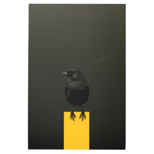 Impresión En Metal Blackbird en el Pedestal Dorado