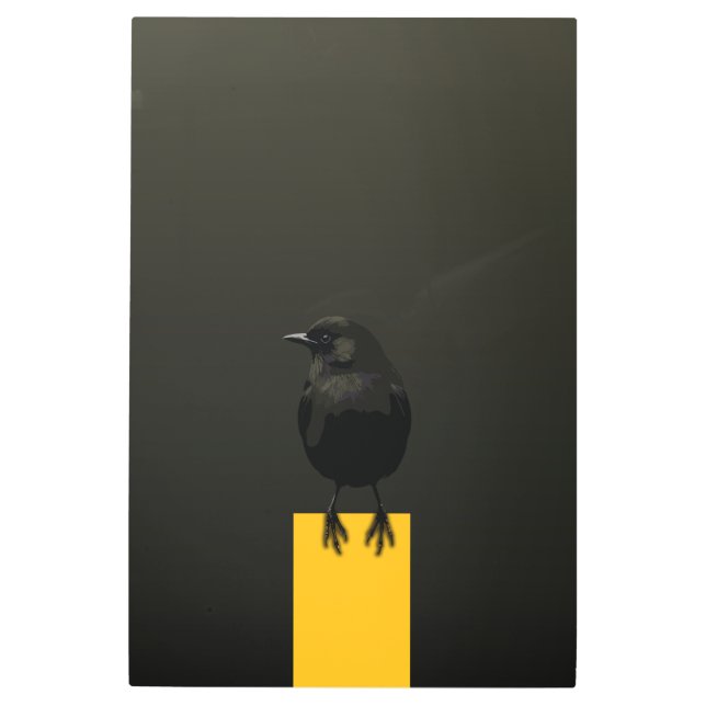 Impresión En Metal Blackbird en el Pedestal Dorado (Anverso)