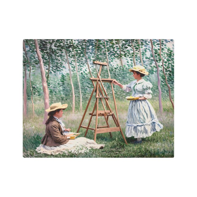 Impresión En Metal Blanche Hoschedé en su caballete (Anverso)