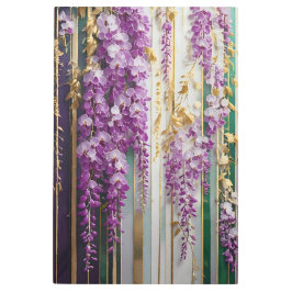 Impresión En Metal Blooming Wallpaper Violet Gold Wisteria