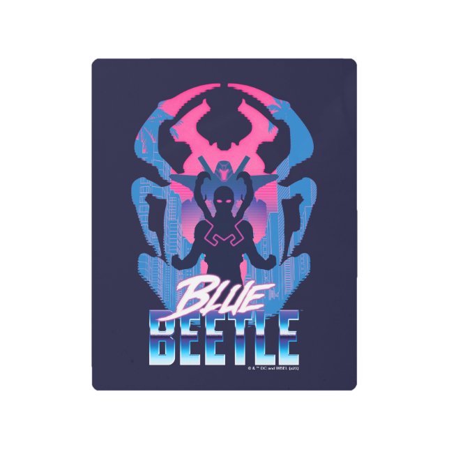 Impresión En Metal Blue Beetle Retrowave vs Graphic (Anverso)