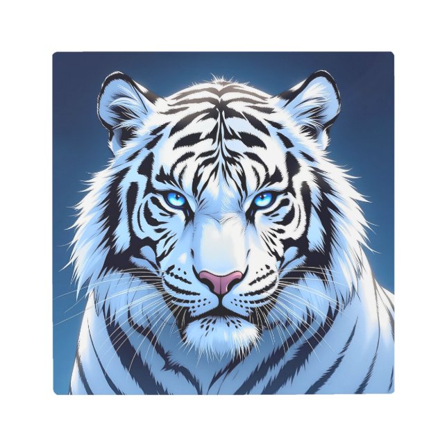 Impresión En Metal Blue eyed White Tiger Ai Art (Anverso)