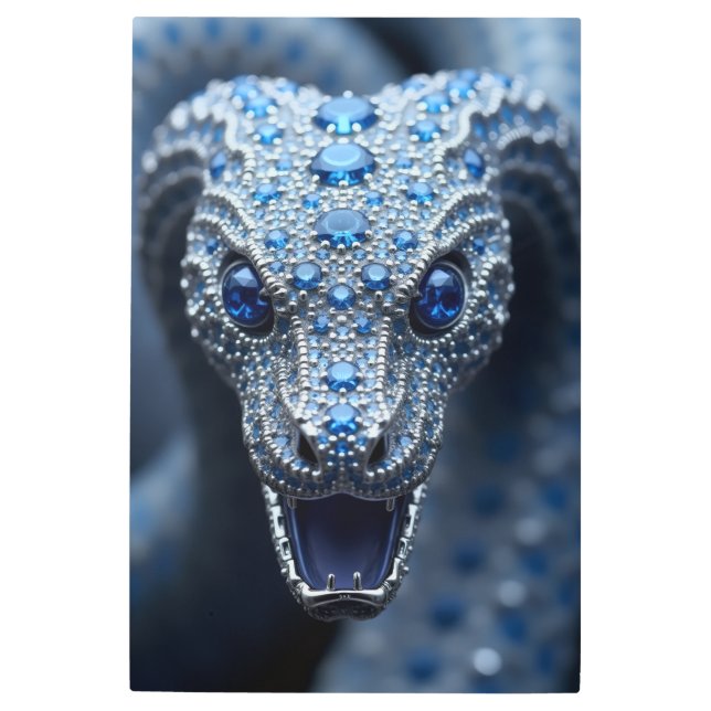 Impresión En Metal Blue Gem Snake Wall Art (Anverso)