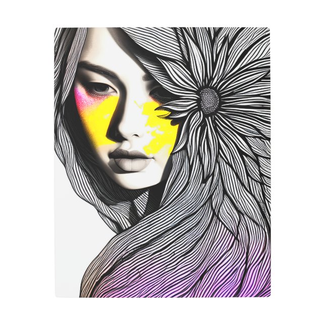 Impresión En Metal Bohemia minimalista con flores (Anverso)