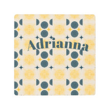 Boho Sol Luna Estrellas Azul Amarillo Personalizad