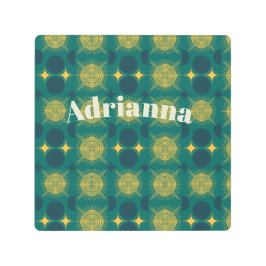 Impresión En Metal Boho Sun Moon Stars bebé Verde azulado Amarillo pe